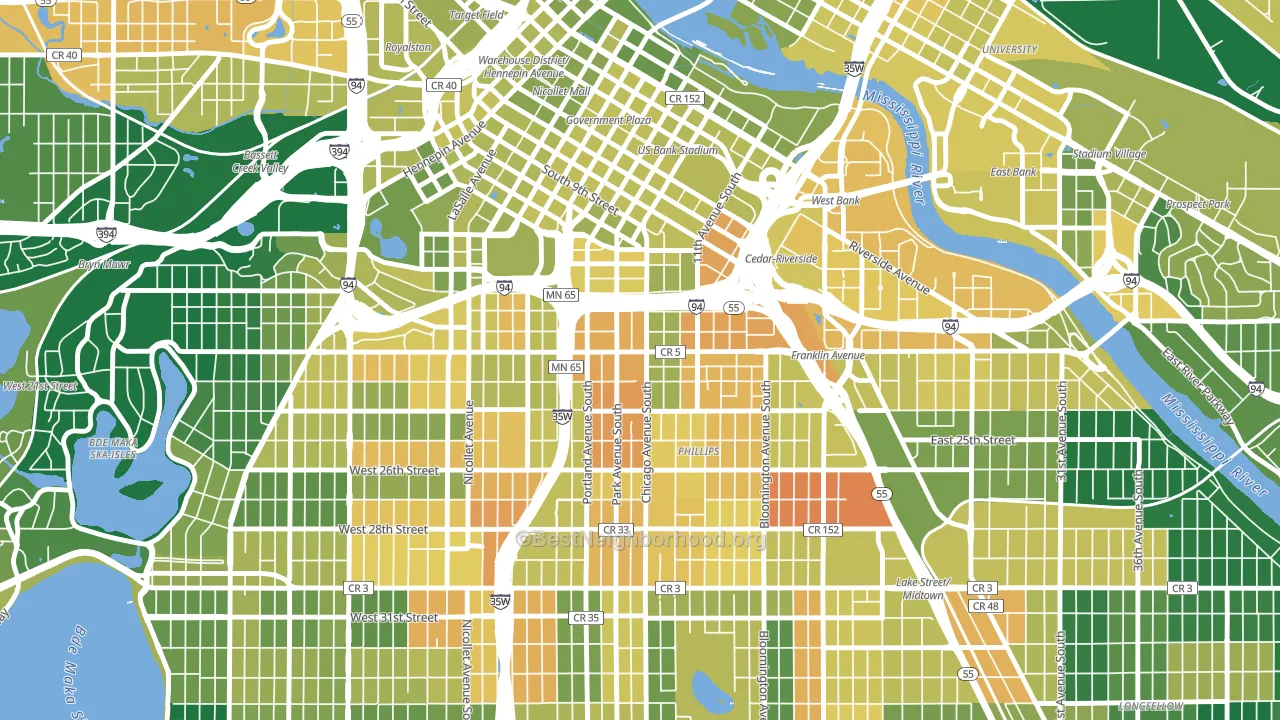 55404, MN block-group voter-turnout map