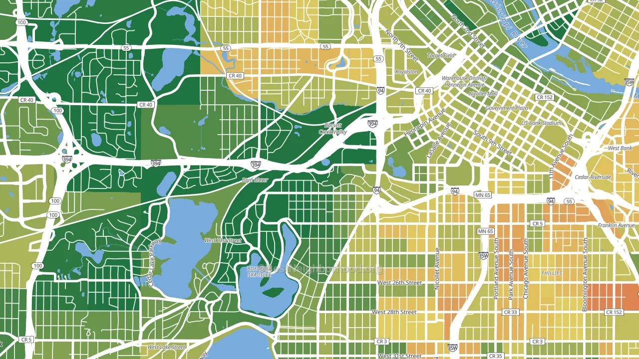 55405, MN block-group voter-turnout map