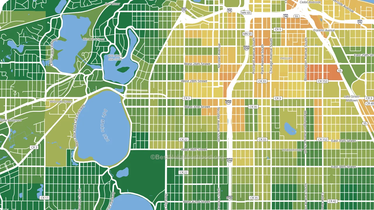 55408, MN block-group voter-turnout map