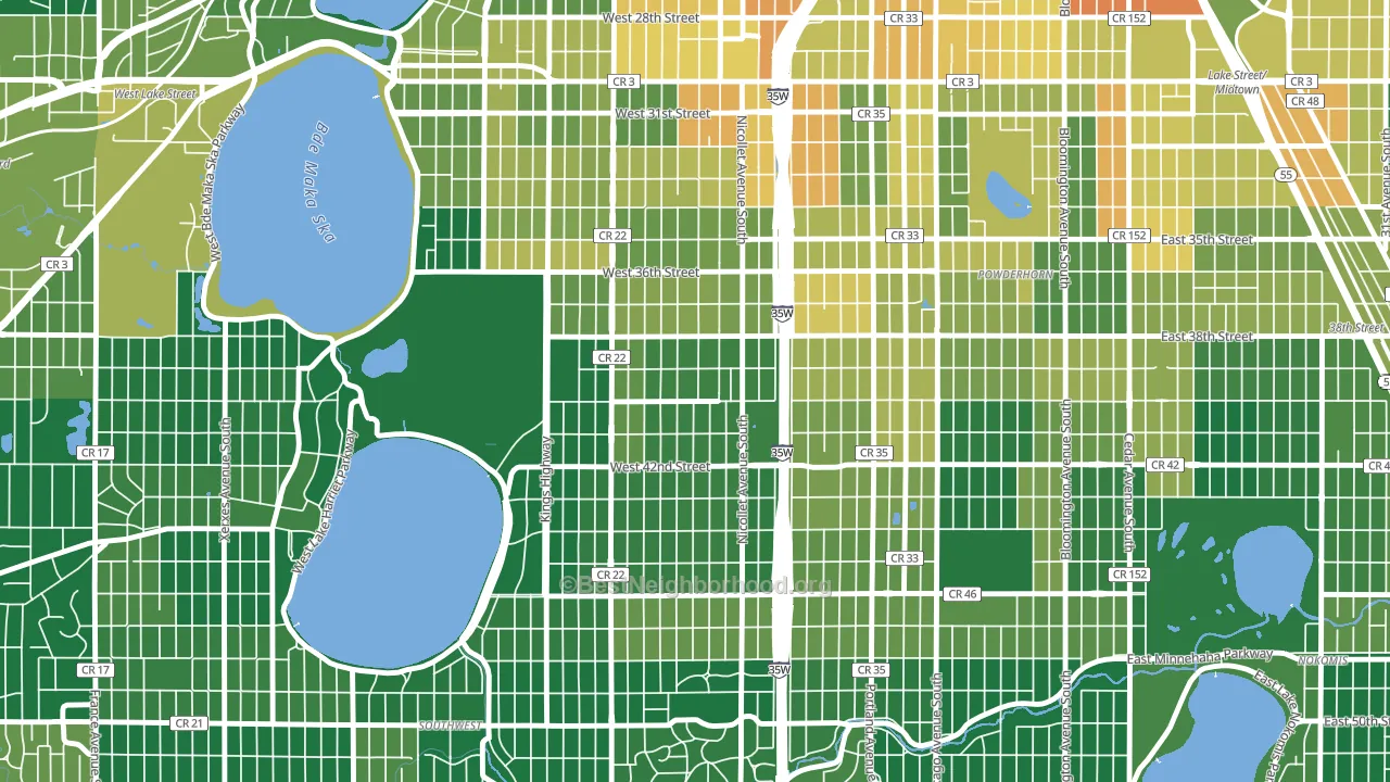 55409, MN block-group voter-turnout map