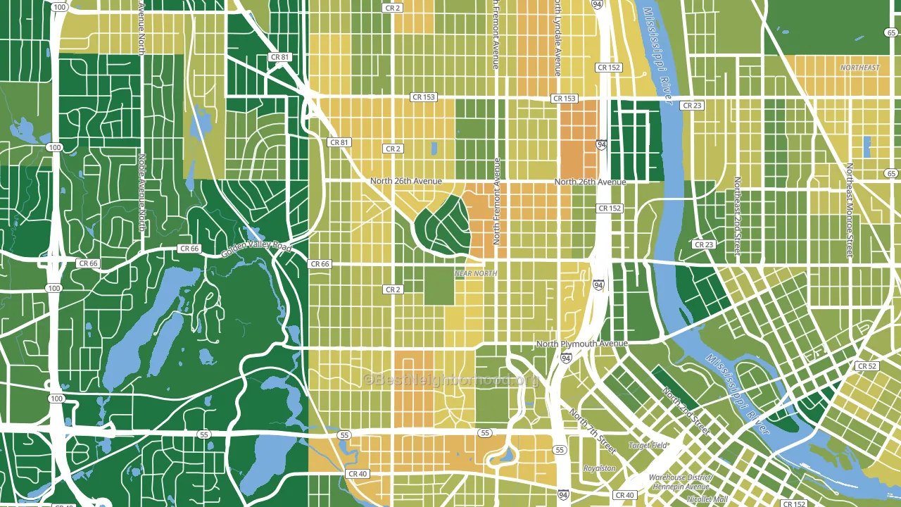 55411, MN block-group voter-turnout map