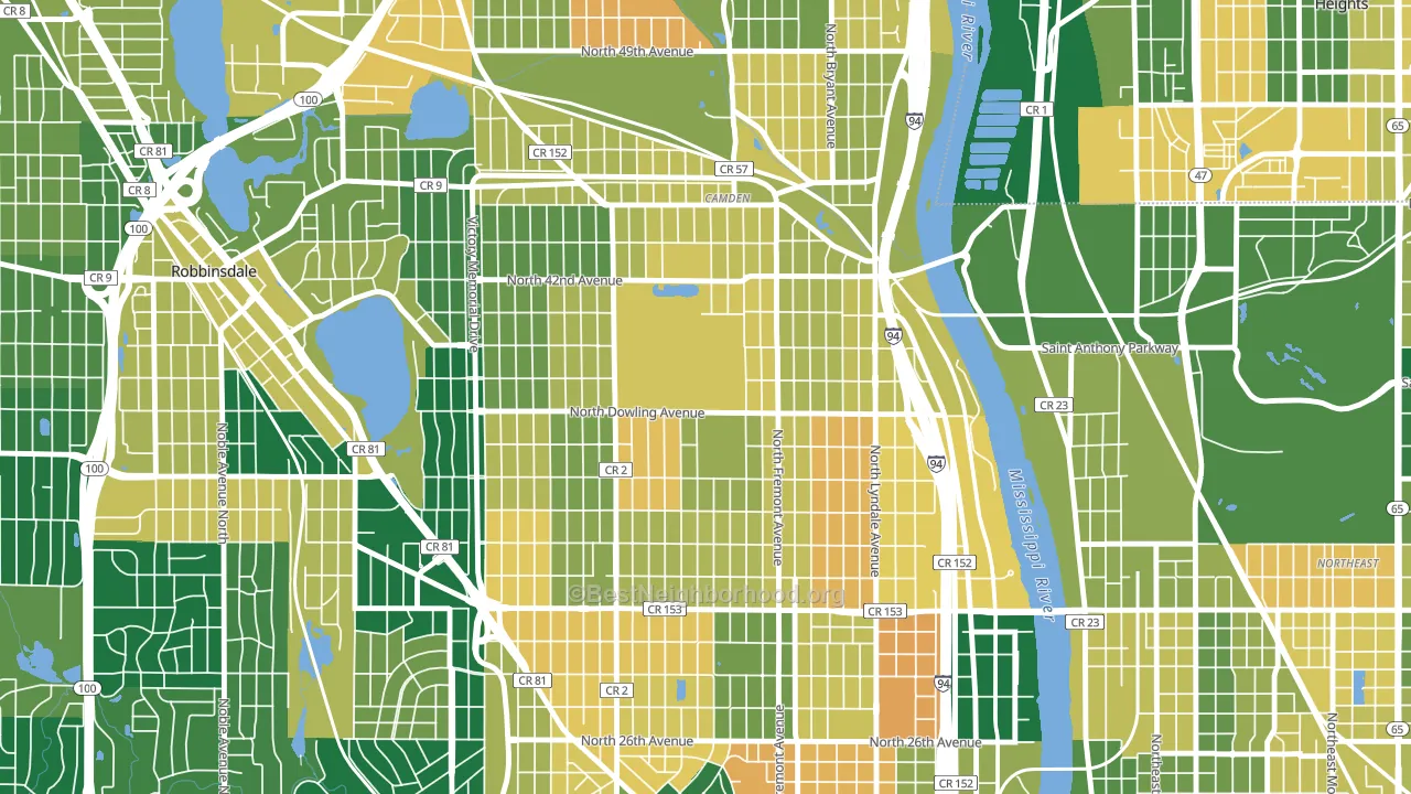 55412, MN block-group voter-turnout map