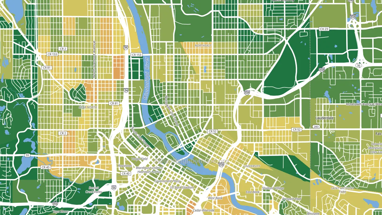 55413, MN block-group voter-turnout map