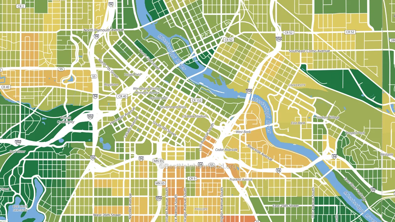 55415, MN block-group voter-turnout map