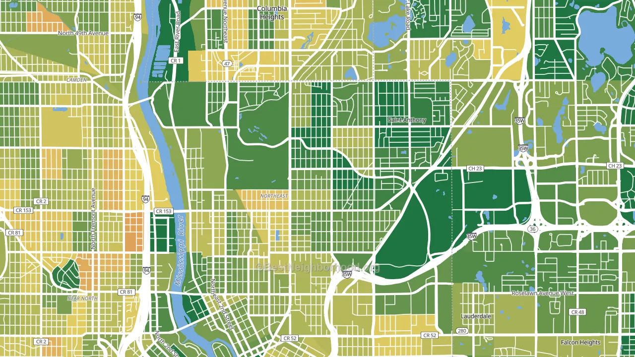 55418, MN block-group voter-turnout map