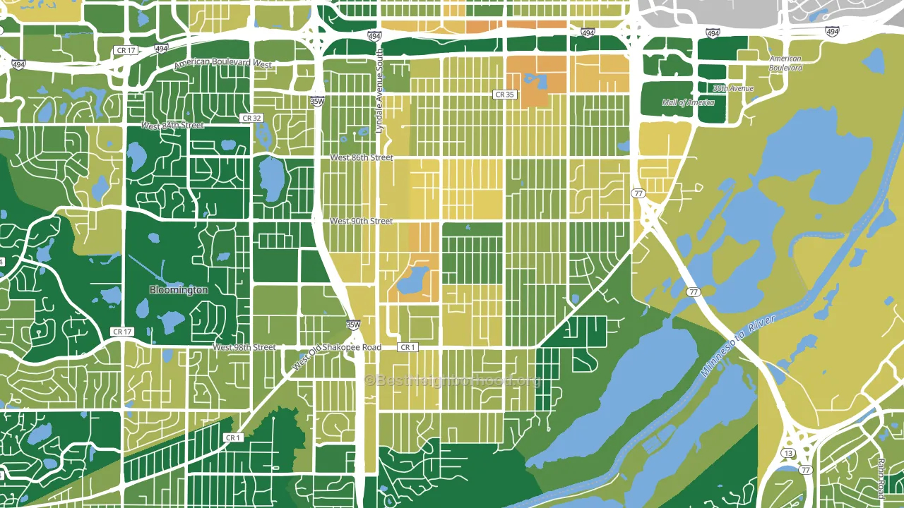 55420, MN block-group voter-turnout map