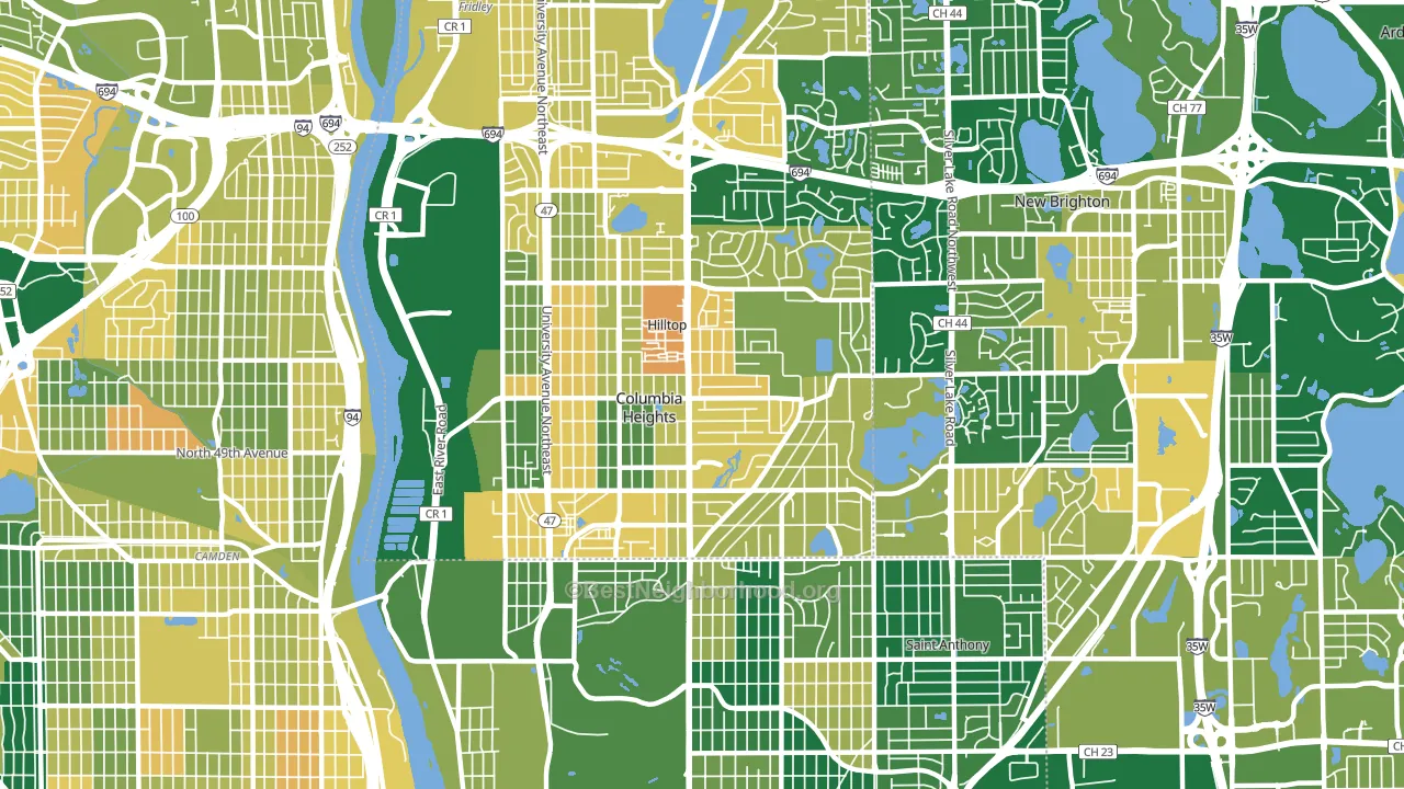 55421, MN block-group voter-turnout map