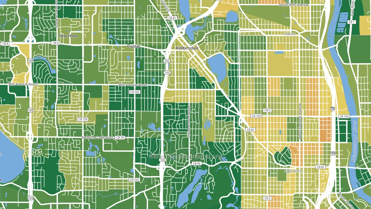 55422, MN block-group voter-turnout map