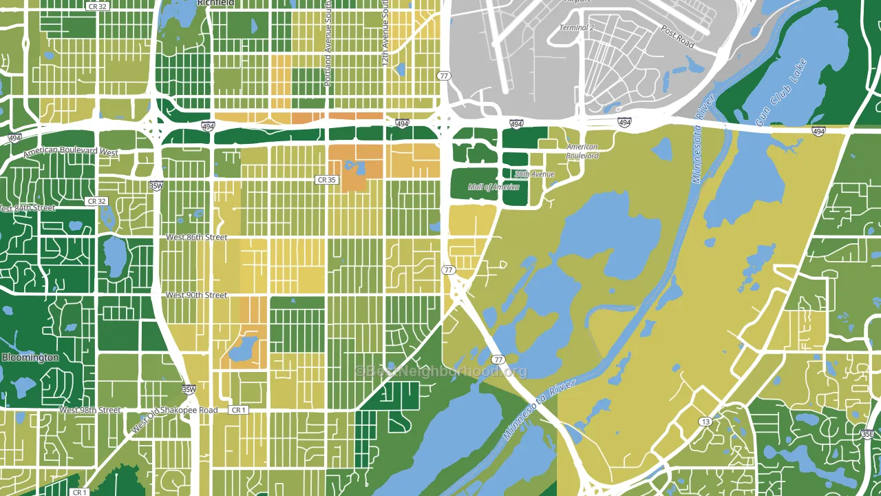 55425, MN block-group voter-turnout map
