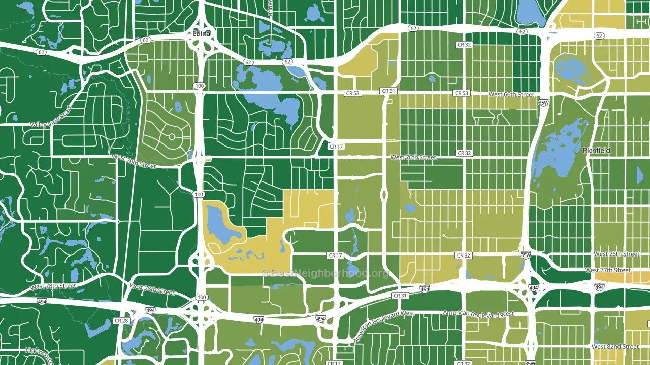 55435, MN block-group voter-turnout map