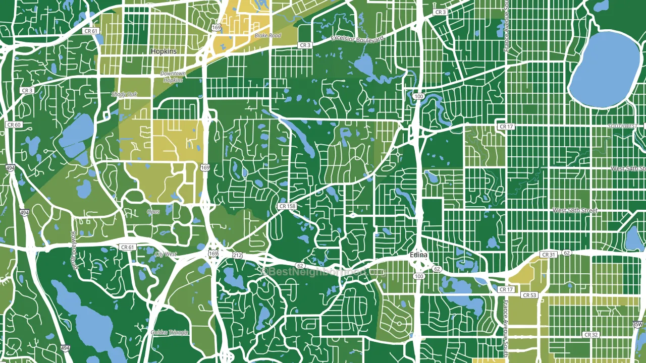 55436, MN block-group voter-turnout map