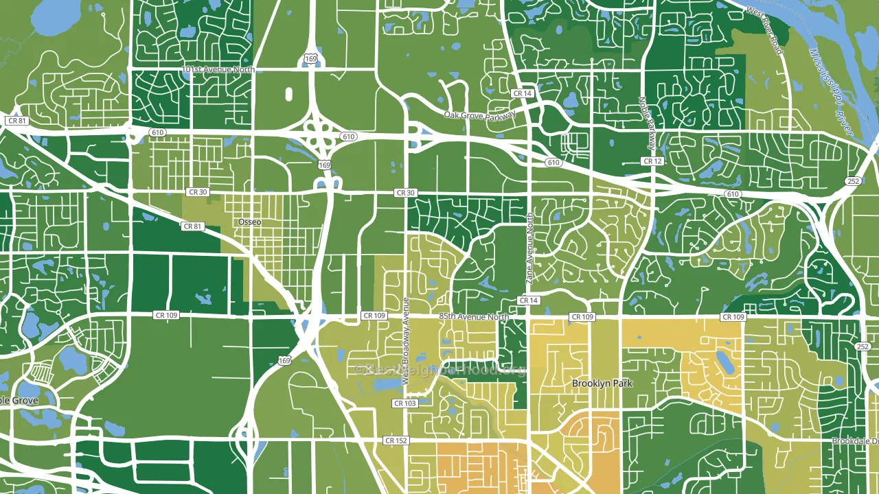 55445, MN block-group voter-turnout map