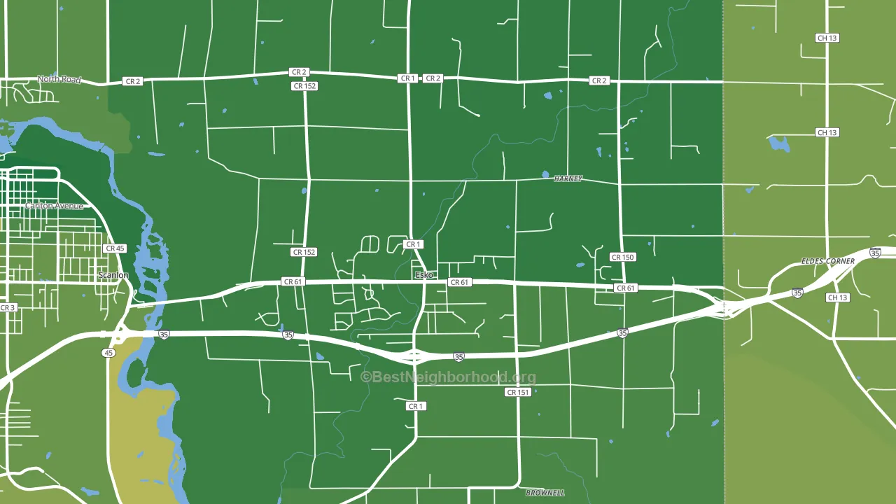 55733, MN block-group voter-turnout map