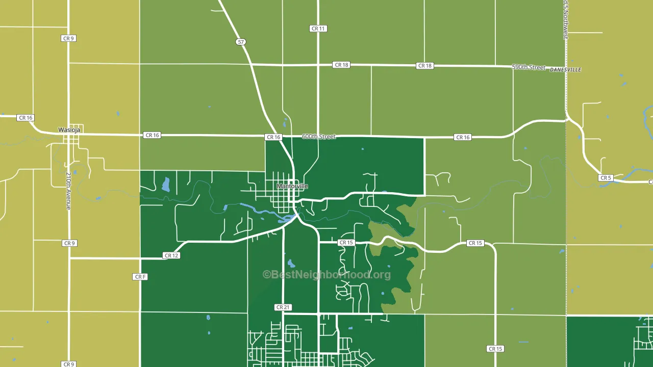 55955, MN block-group voter-turnout map