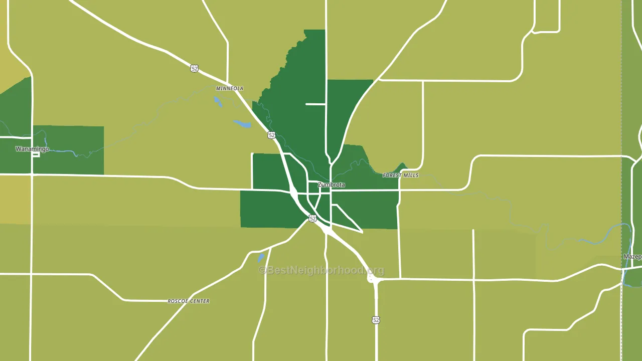 55992, MN block-group voter-turnout map