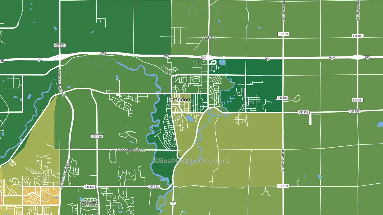 57005, SD block-group voter-turnout map