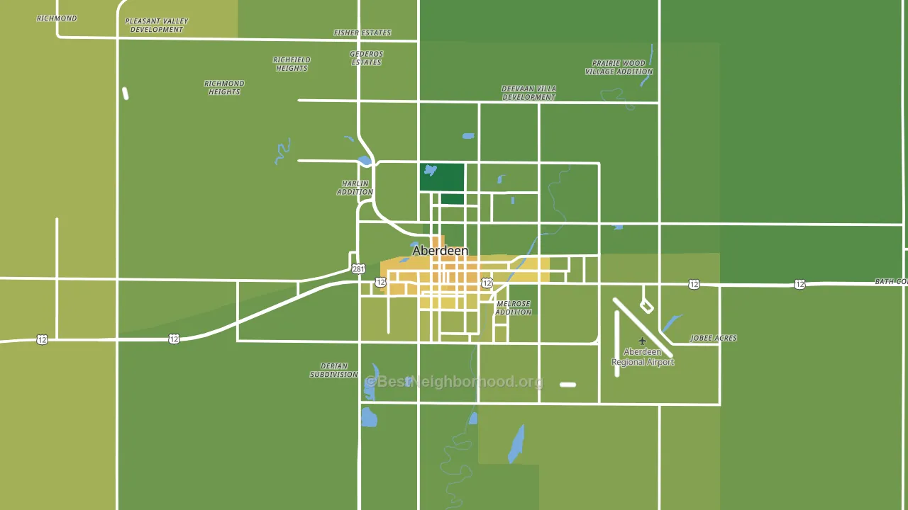 57401, SD block-group voter-turnout map