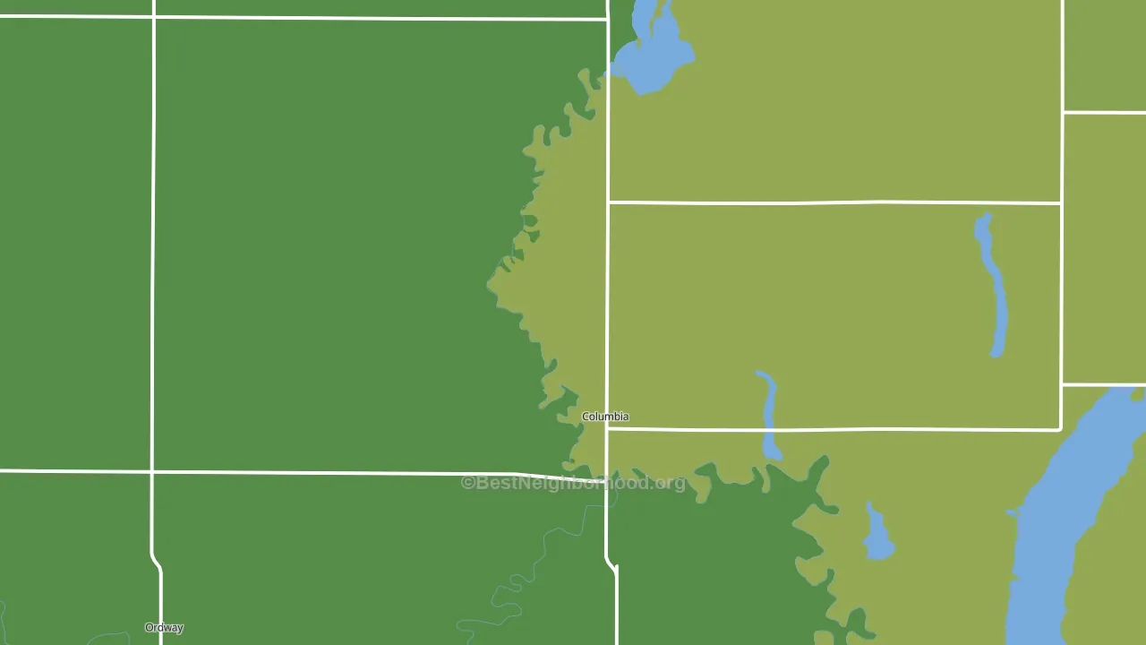 57433, SD block-group voter-turnout map