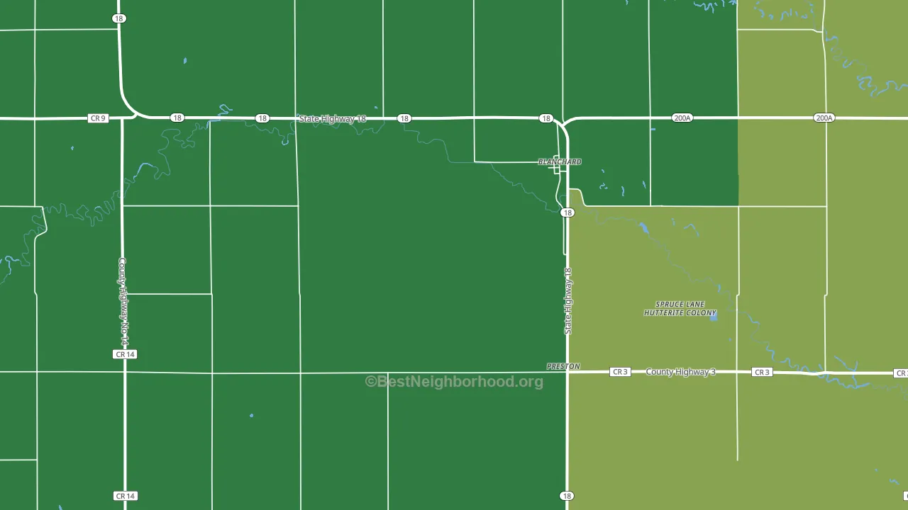 58009, ND block-group voter-turnout map
