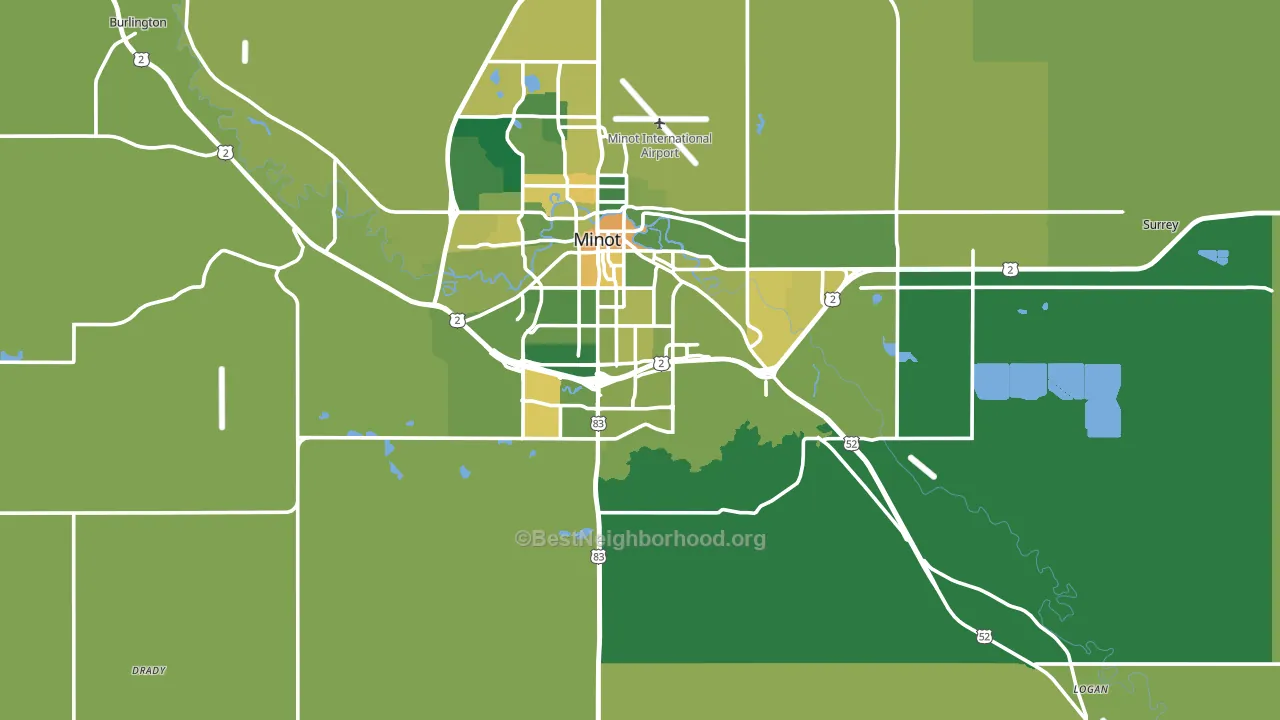 58701, ND block-group voter-turnout map