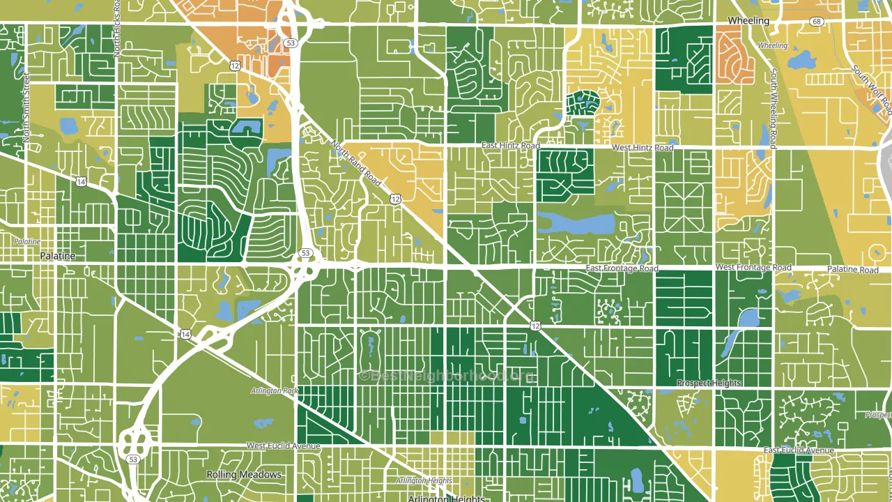 60004, IL block-group voter-turnout map