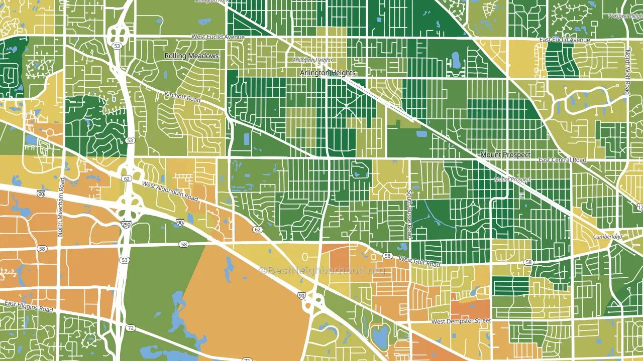60005, IL block-group voter-turnout map