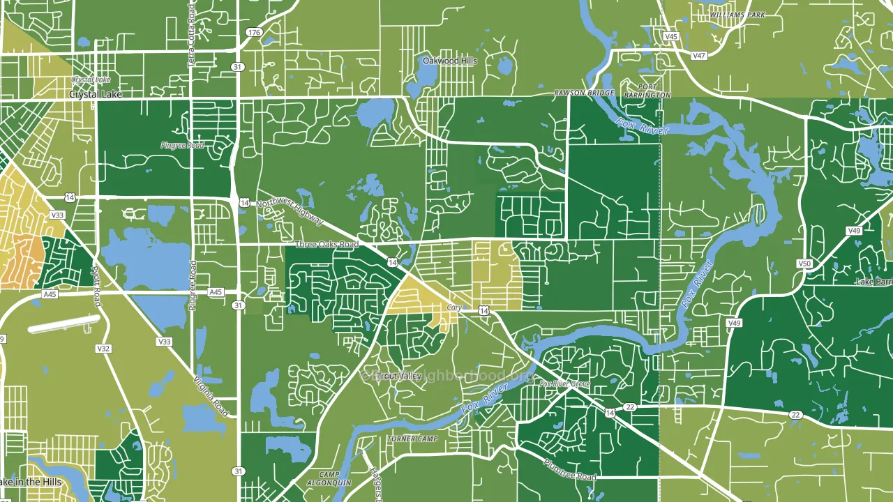 60013, IL block-group voter-turnout map