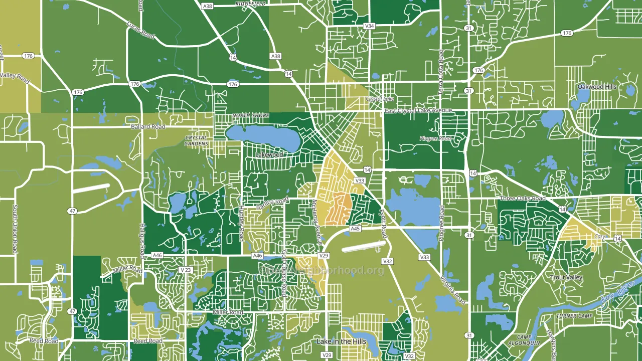 60014, IL block-group voter-turnout map