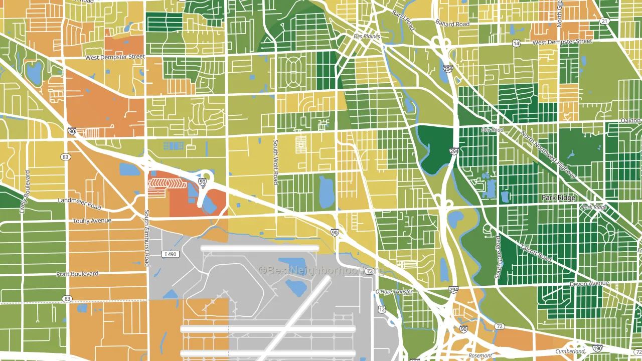 60018, IL block-group voter-turnout map