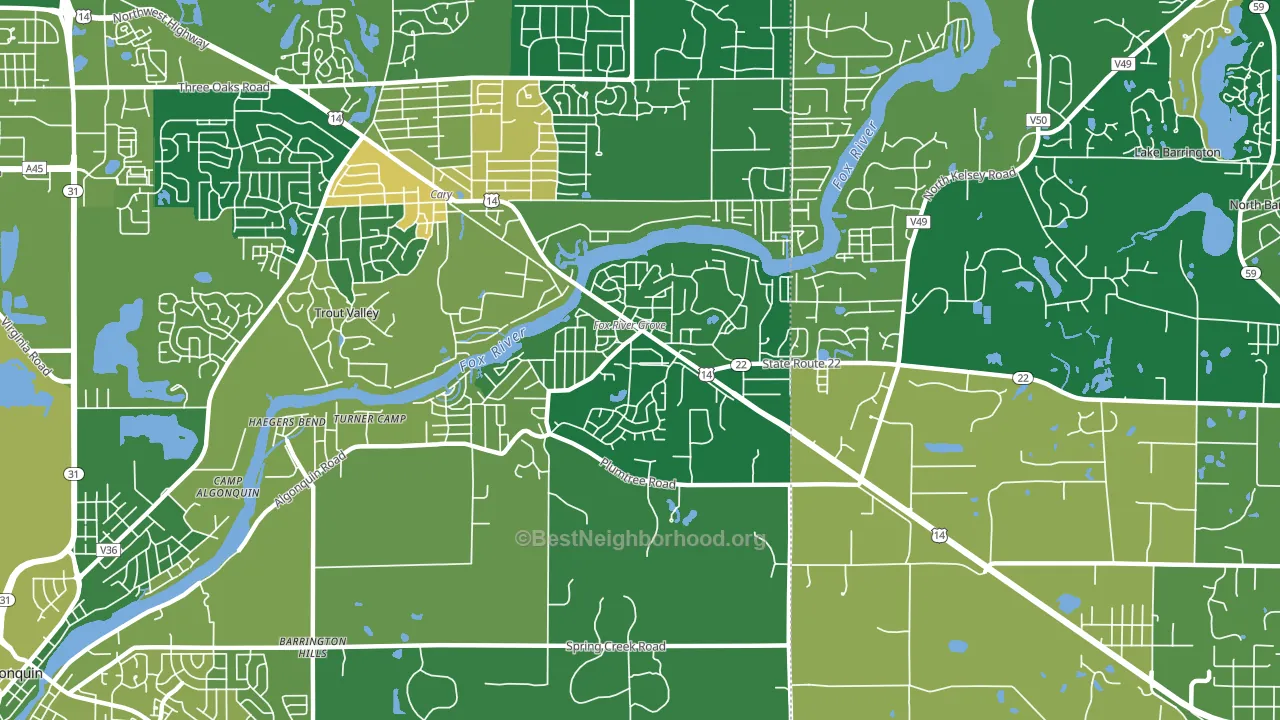 60021, IL block-group voter-turnout map