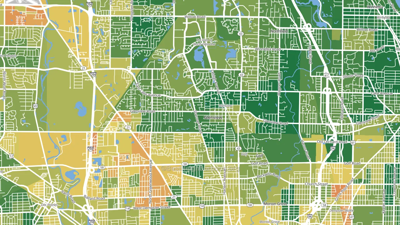 60025, IL block-group voter-turnout map