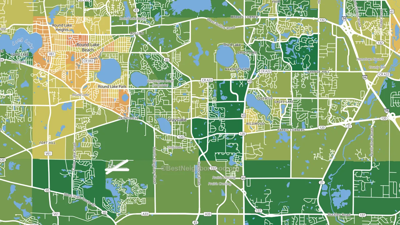 60030, IL block-group voter-turnout map