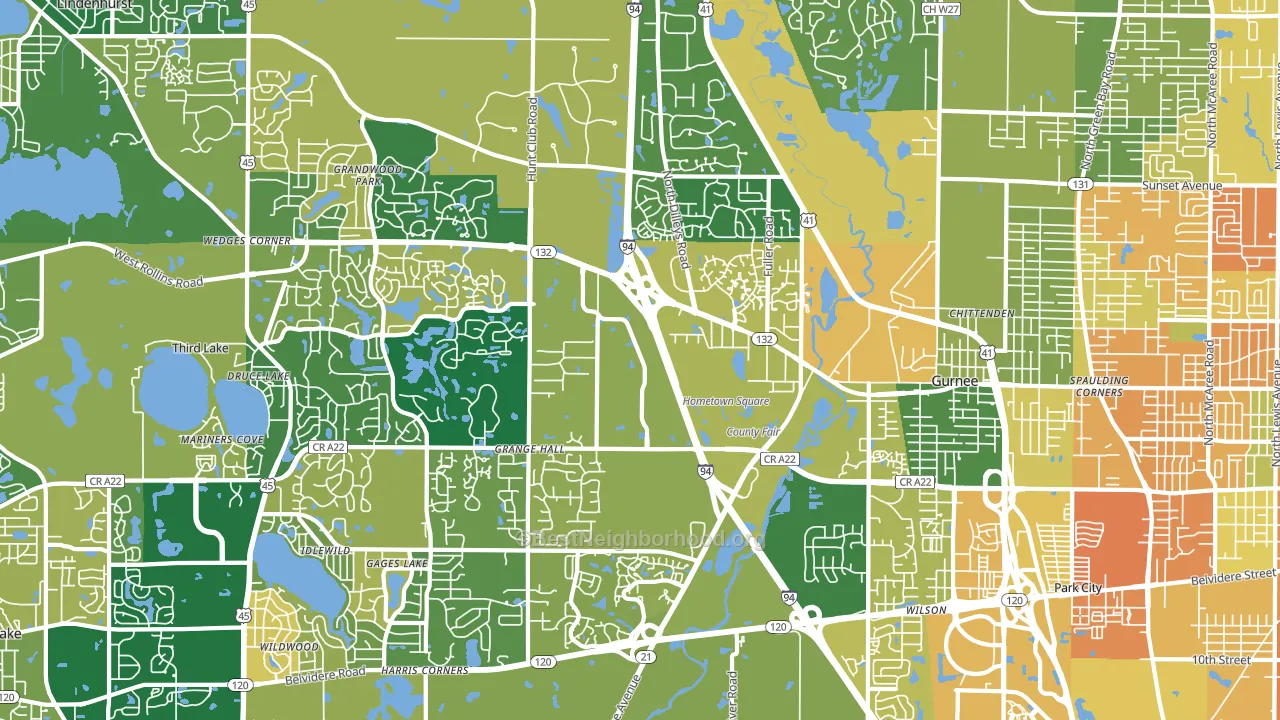 60031, IL block-group voter-turnout map