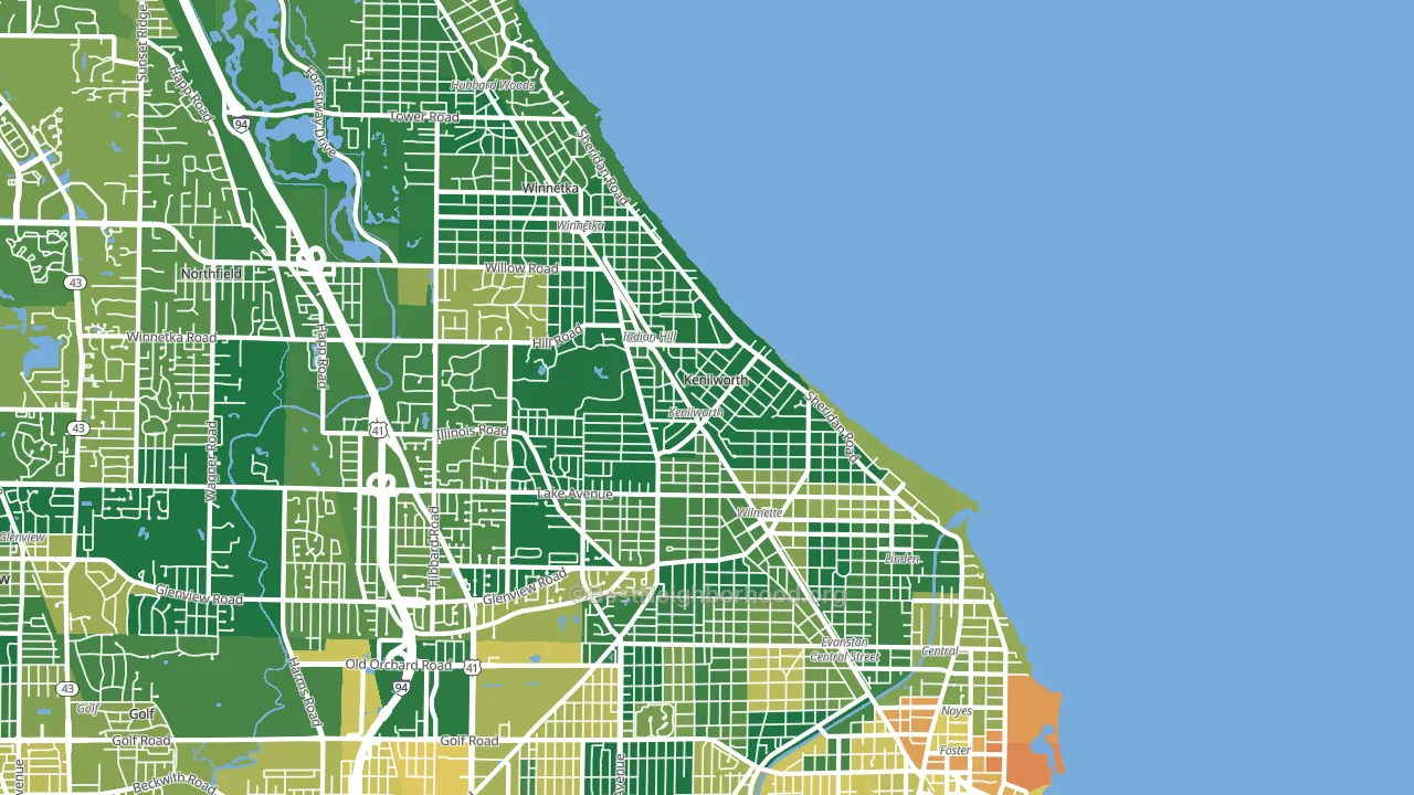60043, IL block-group voter-turnout map