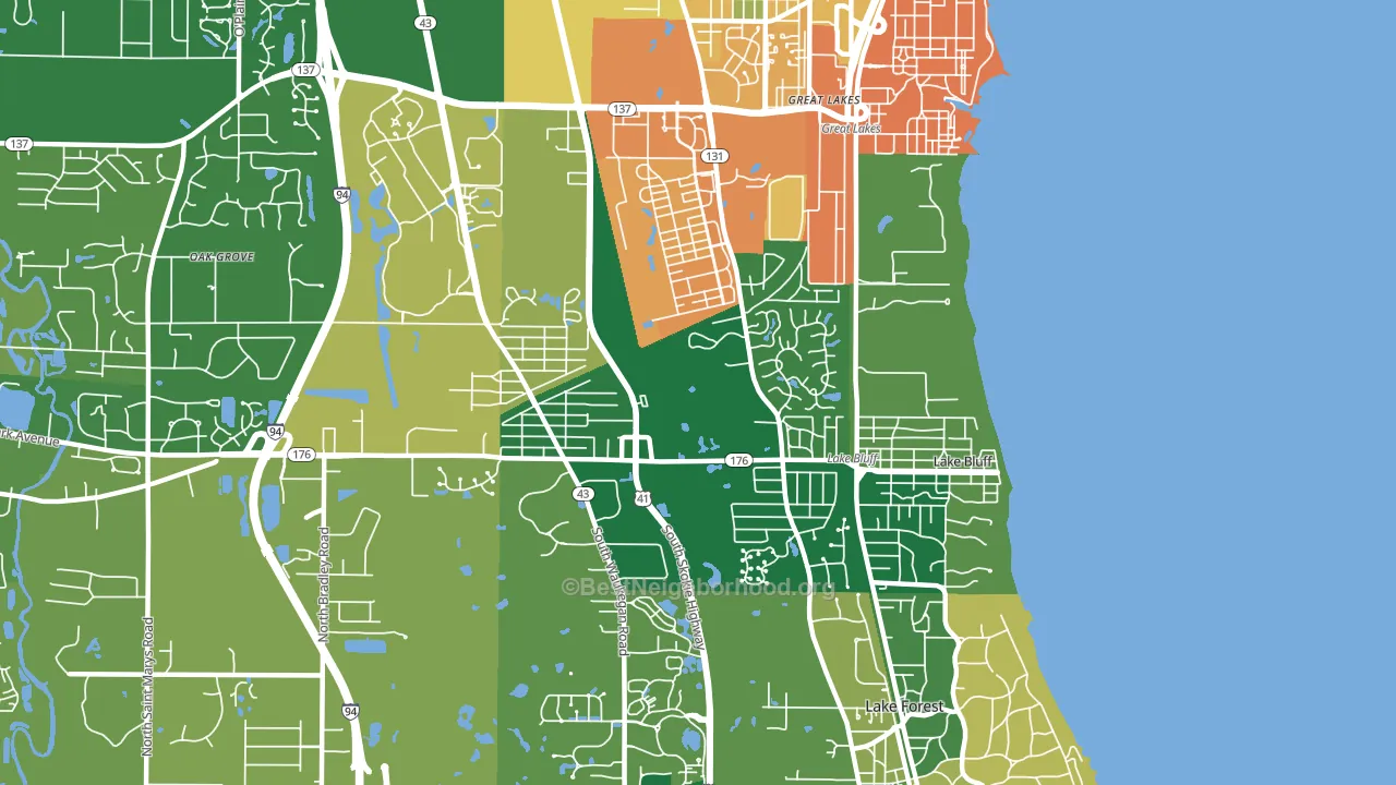 60044, IL block-group voter-turnout map
