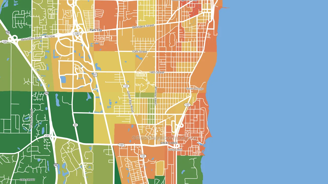 60064, IL block-group voter-turnout map