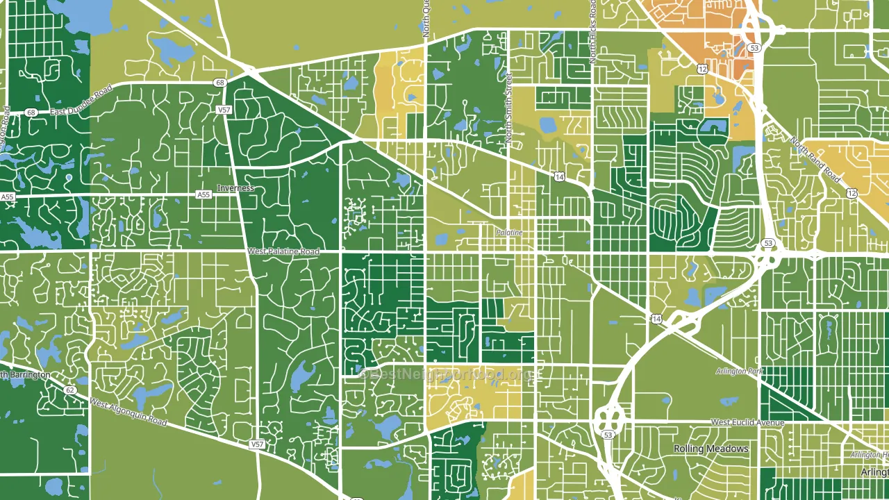 60067, IL block-group voter-turnout map