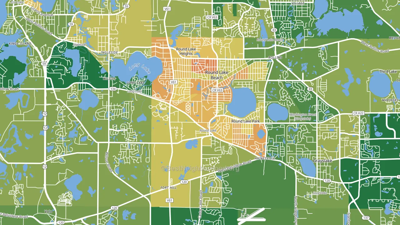 60073, IL block-group voter-turnout map