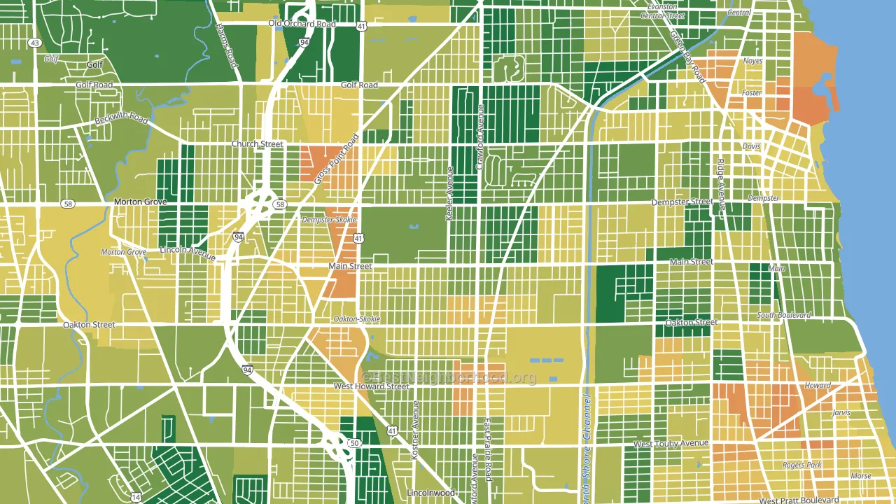 60076, IL block-group voter-turnout map