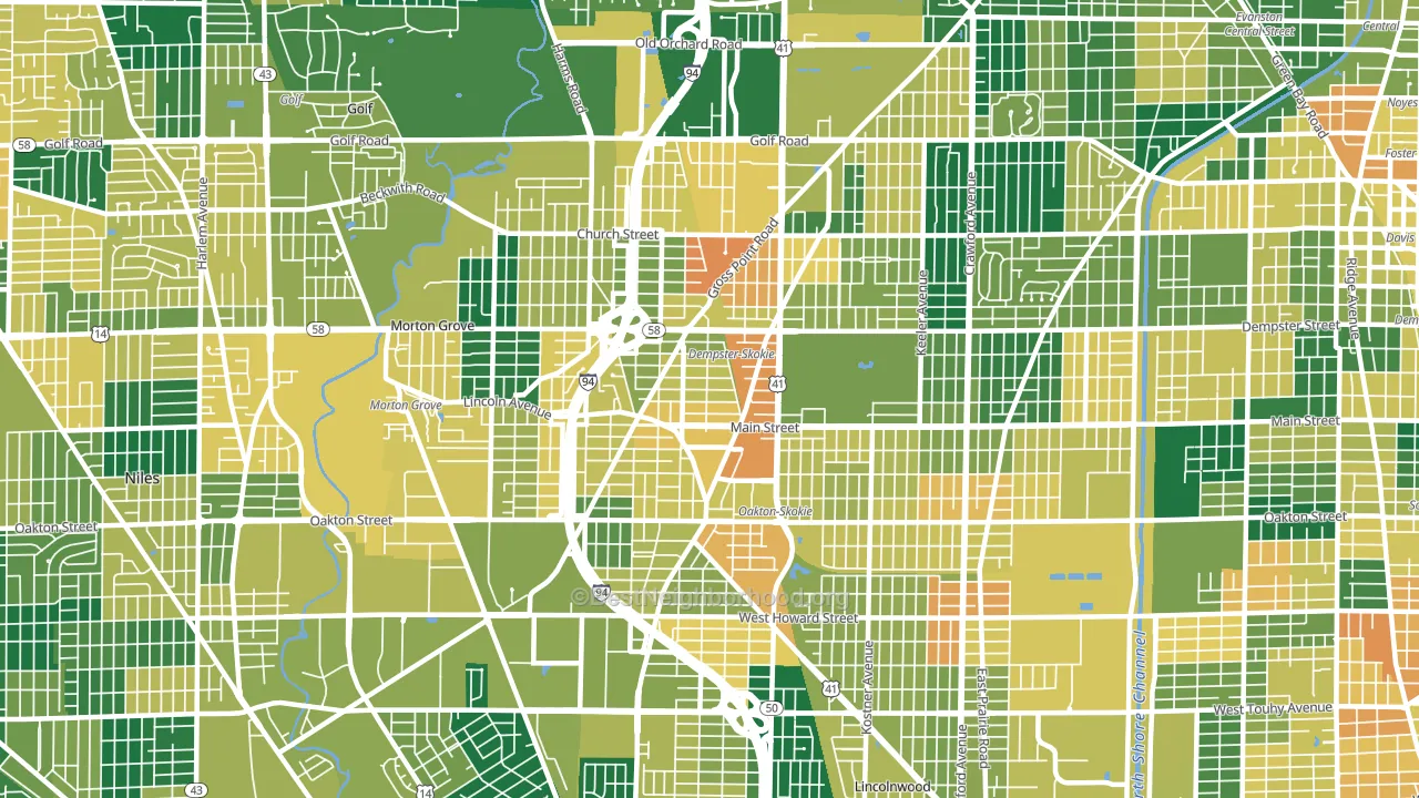 60077, IL block-group voter-turnout map