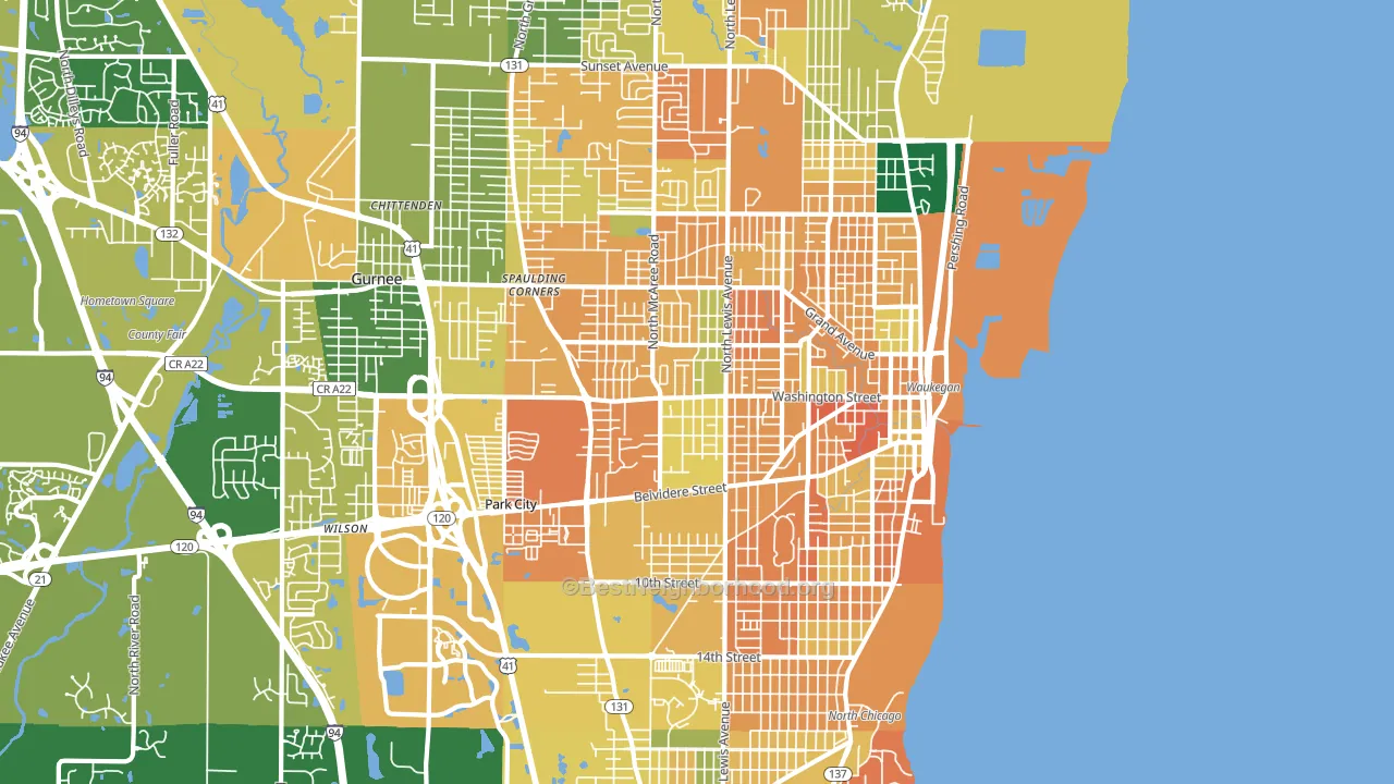 60085, IL block-group voter-turnout map