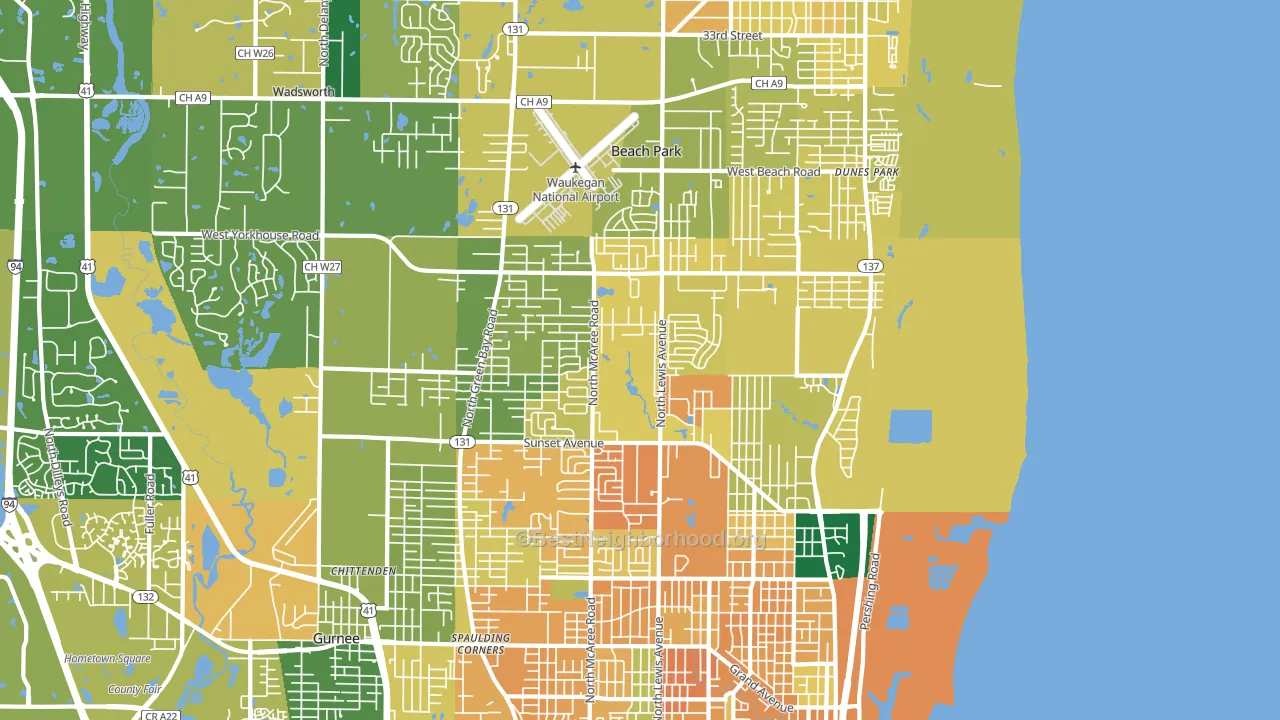 60087, IL block-group voter-turnout map