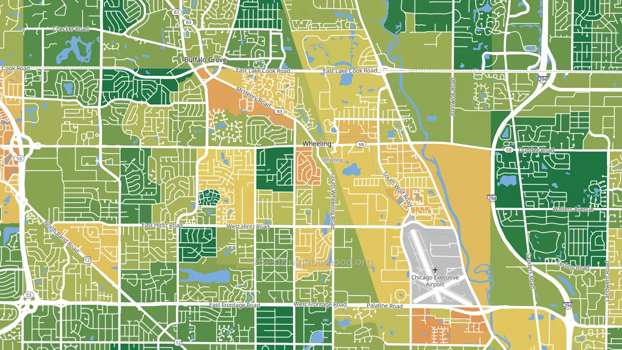 60090, IL block-group voter-turnout map