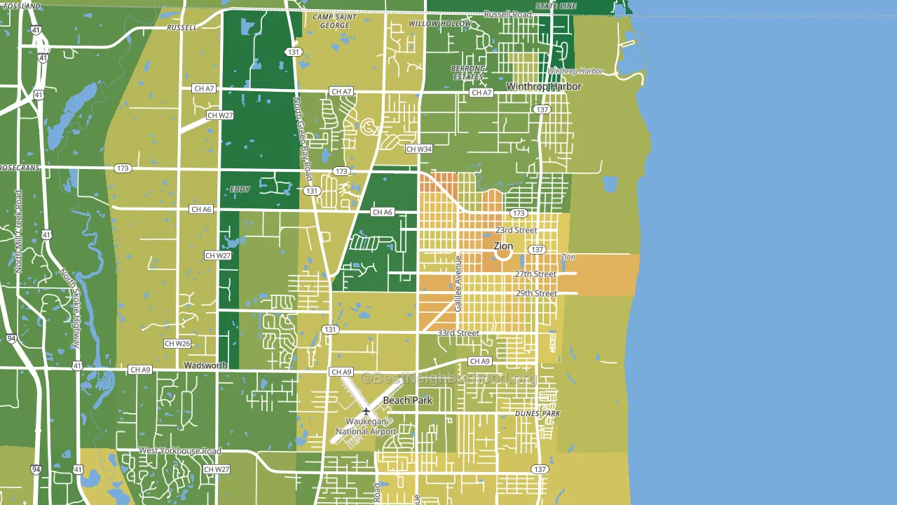 60099, IL block-group voter-turnout map