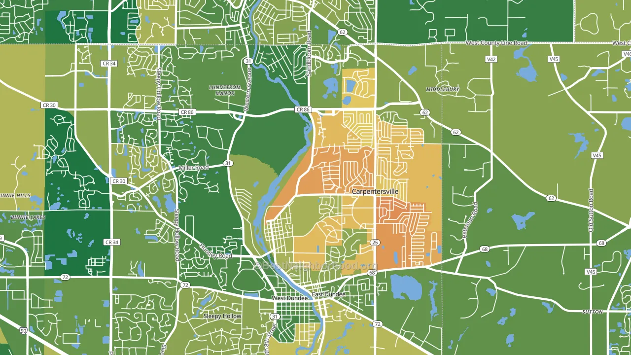 60110, IL block-group voter-turnout map