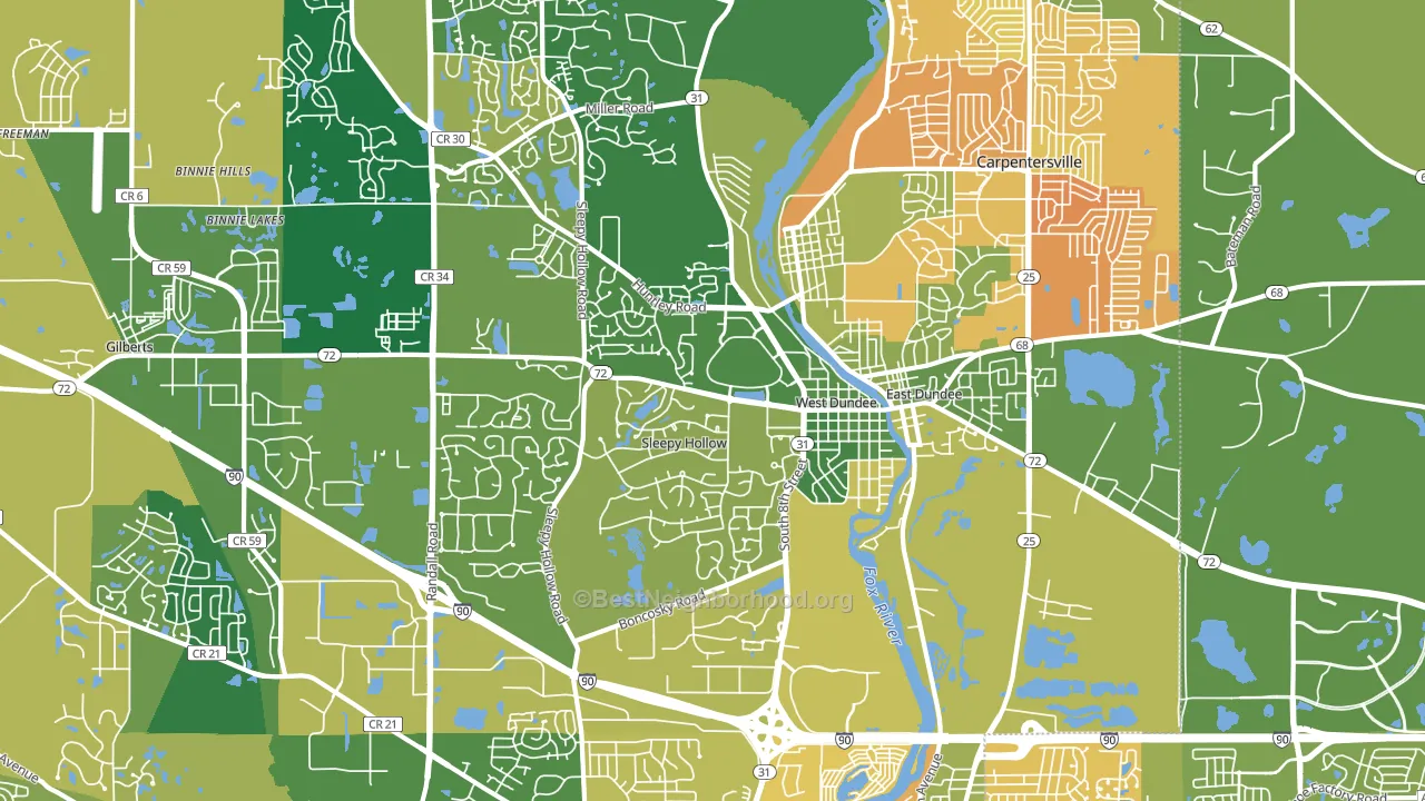 60118, IL block-group voter-turnout map