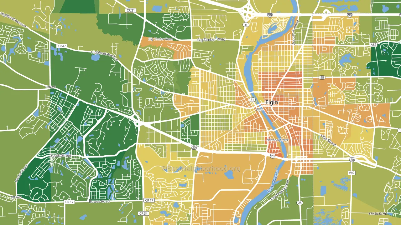 60123, IL block-group voter-turnout map