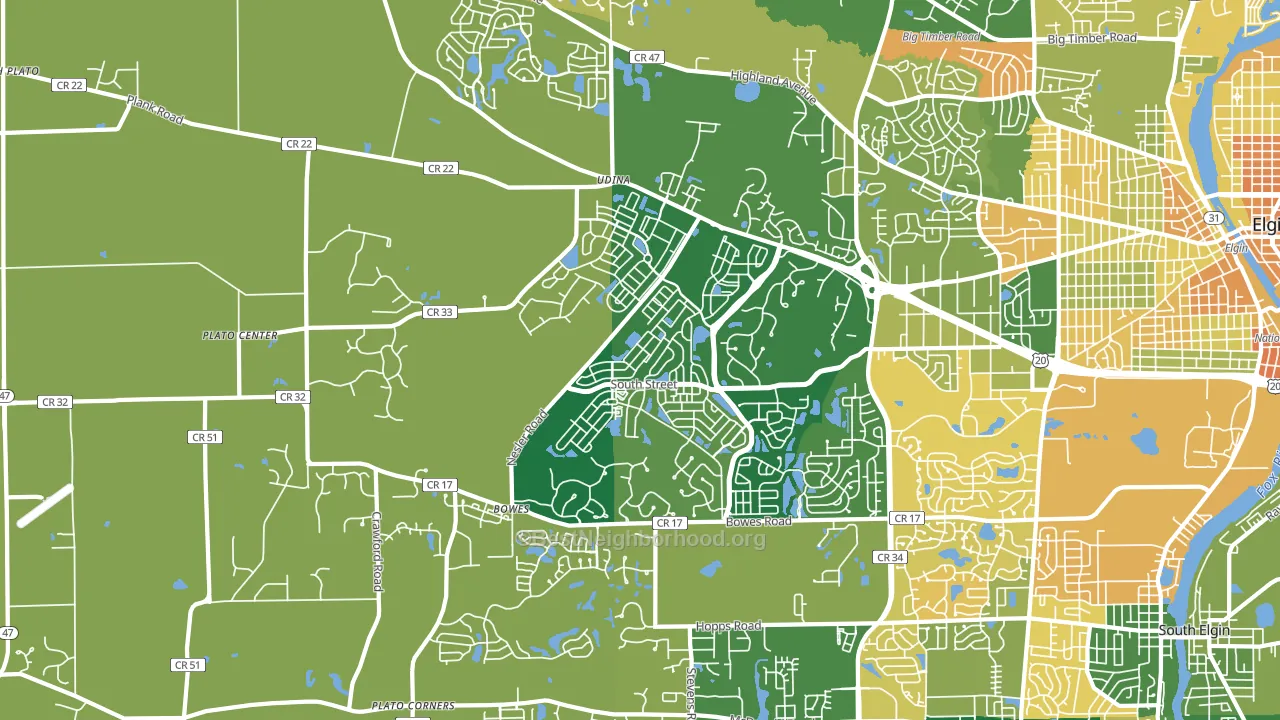 60124, IL block-group voter-turnout map
