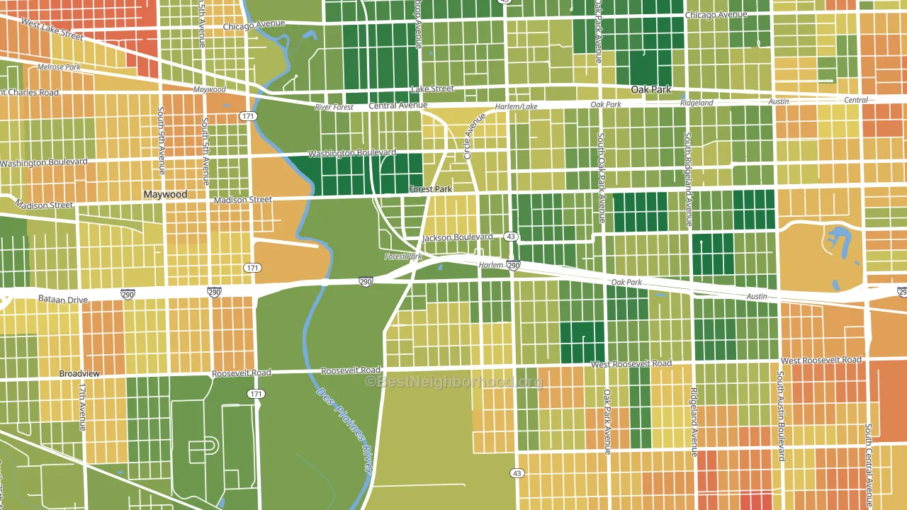 60130, IL block-group voter-turnout map