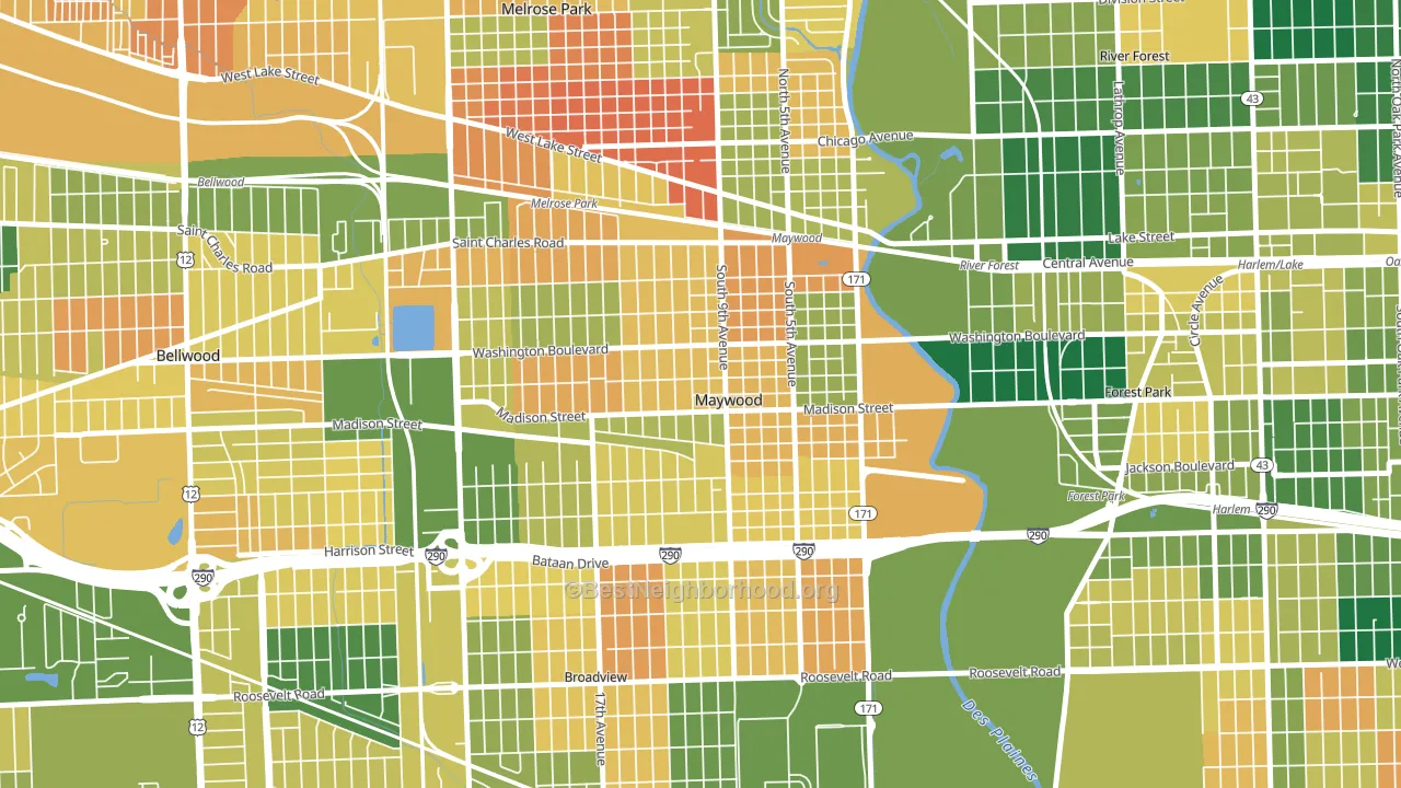 60153, IL block-group voter-turnout map
